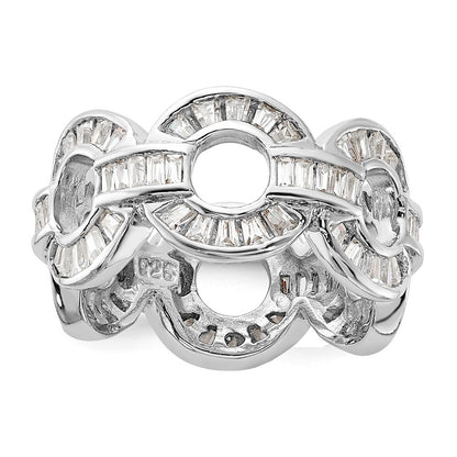 Sterling Silver Polished Fancy Cz Circle Link Ring