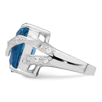 Sterling Silver Blue & Clear Cz Ring