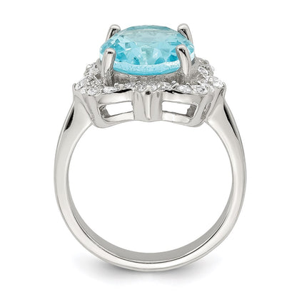 Sterling Silver Blue & Clear Cz Ring