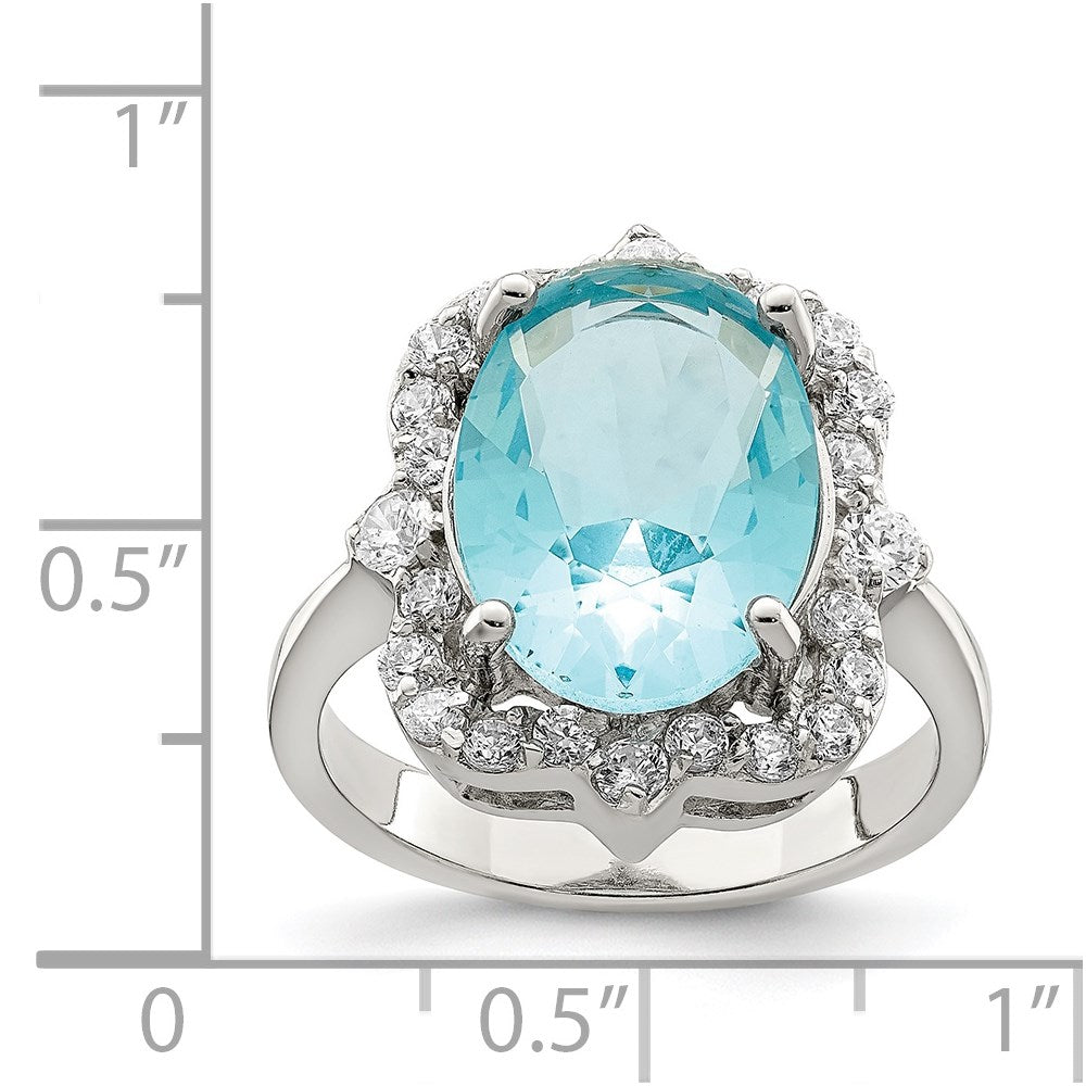Sterling Silver Blue & Clear Cz Ring