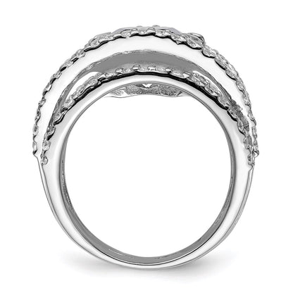 Sterling Silver Rhodium Plated Purple & Clear Cz Ring