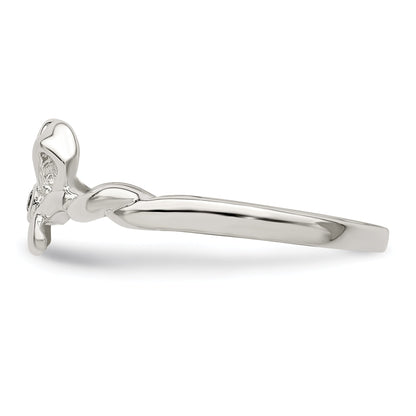 Sterling Silver Cz Bow Ring (Size 8 Only)