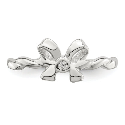 Sterling Silver Cz Bow Ring (Size 8 Only)