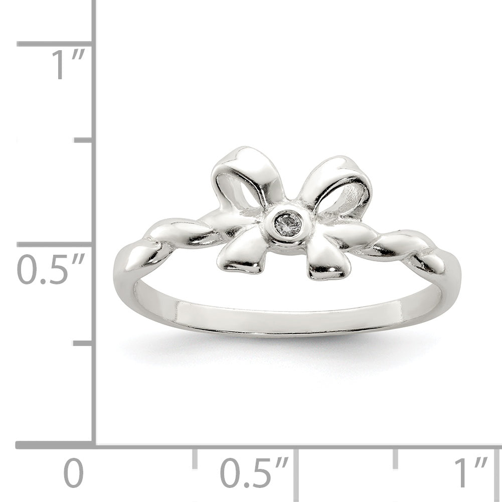 Sterling Silver Cz Bow Ring (Size 8 Only)