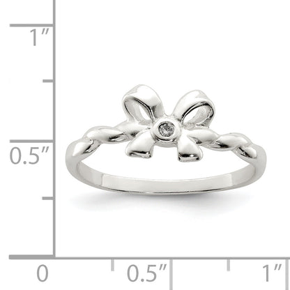 Sterling Silver Cz Bow Ring (Size 8 Only)