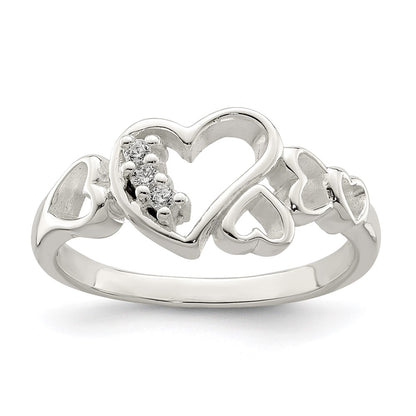 Sterling Silver Cz Heart Ring