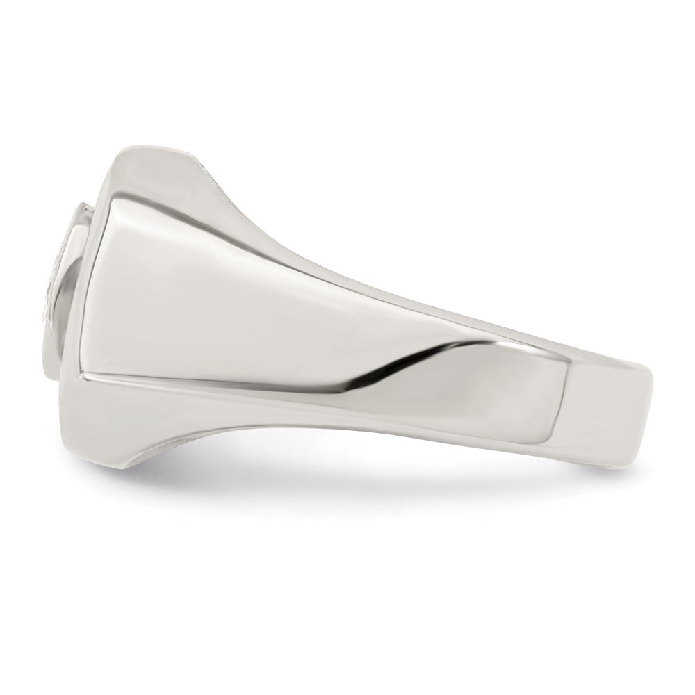 Sterling Silver Rhodium Plated Men'S Cz Ring