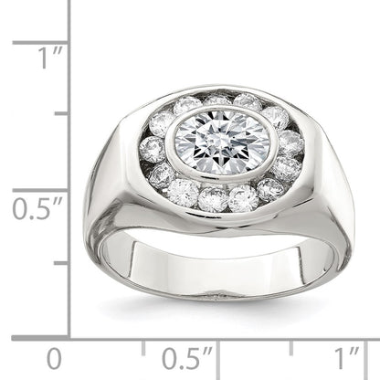 Sterling Silver Rhodium Plated Men'S Cz Ring