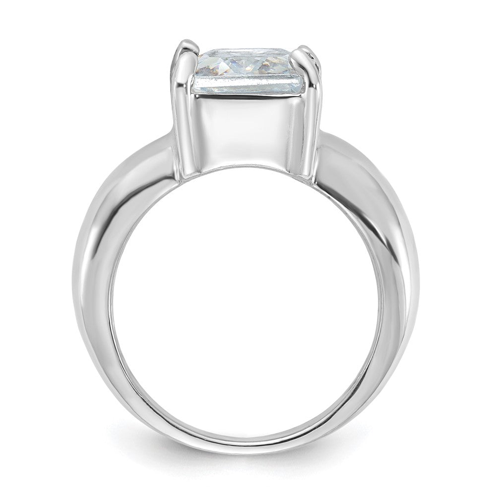 Sterling Silver Emerald Shaped Cz Ring