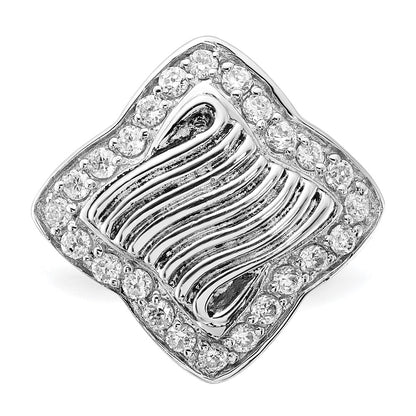 Sterling Silver Polished & Antiqued Cz Ring