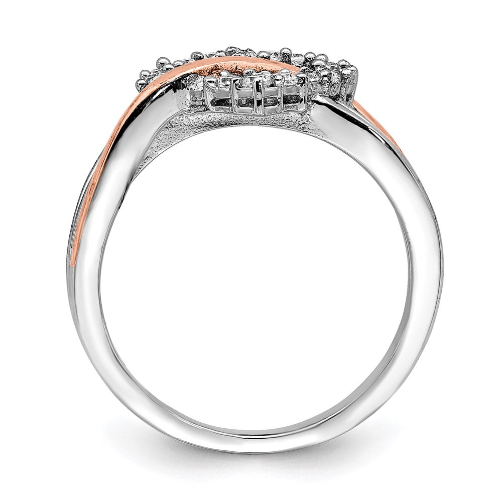 Sterling Silver And Vermeil Polished Cz Heart Ring