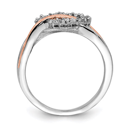 Sterling Silver And Vermeil Polished Cz Heart Ring