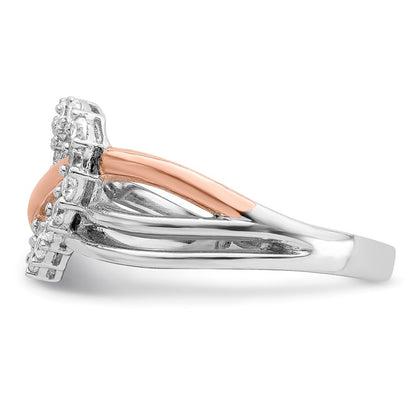 Sterling Silver And Vermeil Polished Cz Heart Ring