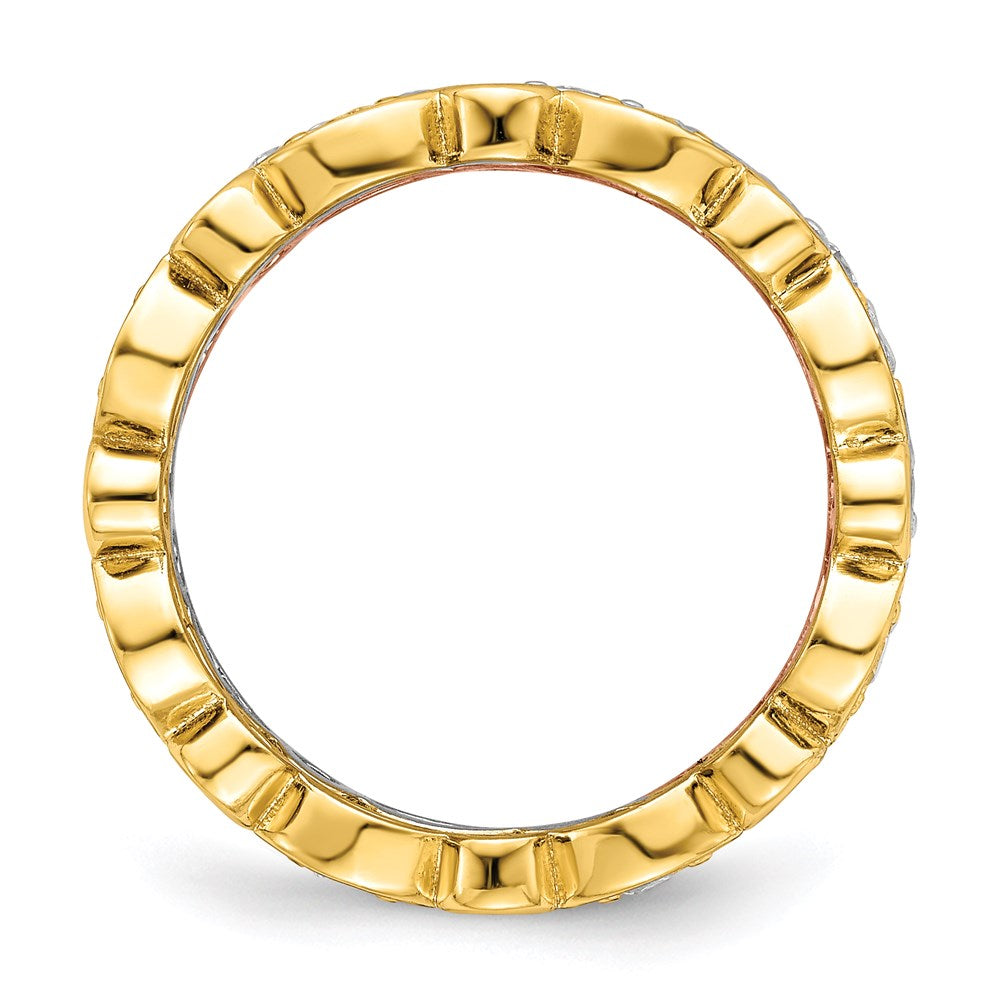 Sterling Silver Vermeil Trio Cz Rings