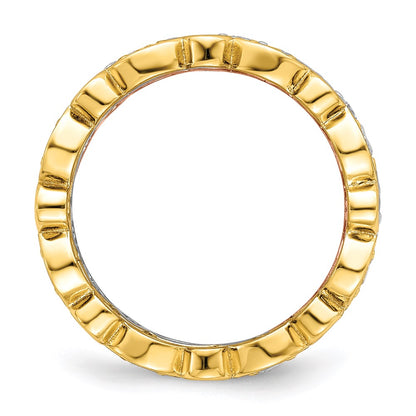 Sterling Silver Vermeil Trio Cz Rings