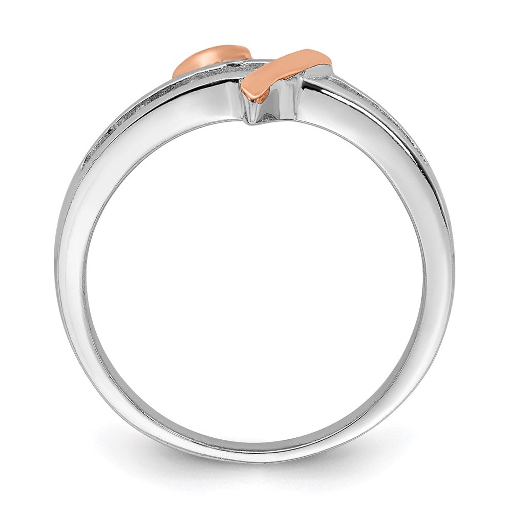 Sterling Silver Rhodium Plated Vermeil Polished Heart Cz Ring