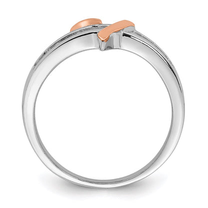 Sterling Silver Rhodium Plated Vermeil Polished Heart Cz Ring