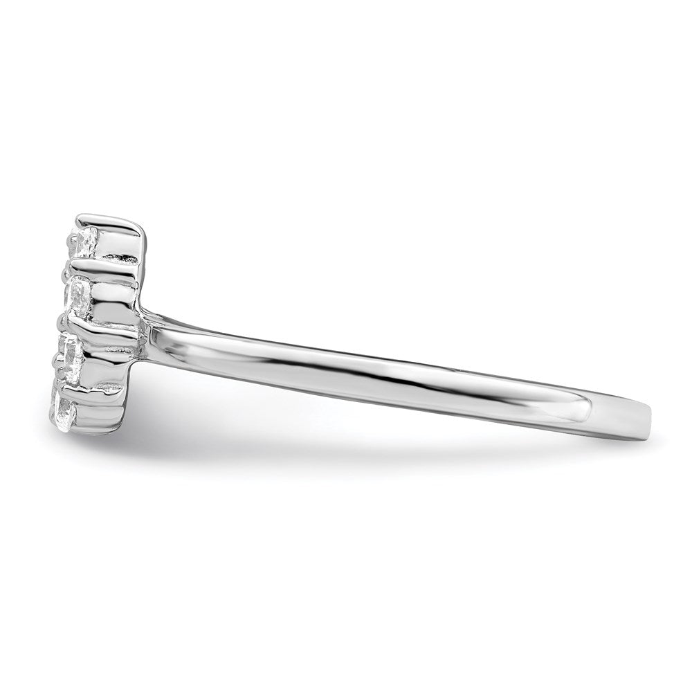 Sterling Silver Rhodium Plated Polished U Shaped Clear Cz Ring
