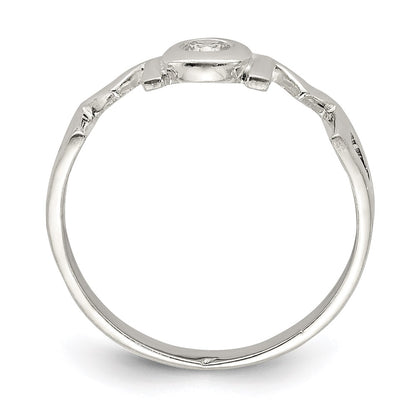 Sterling Silver & Cz Polished Mom Ring