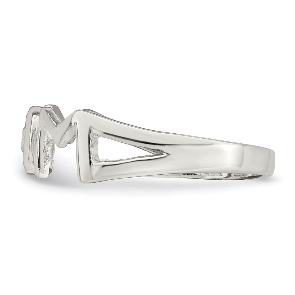 Sterling Silver & Cz Polished Mom Ring