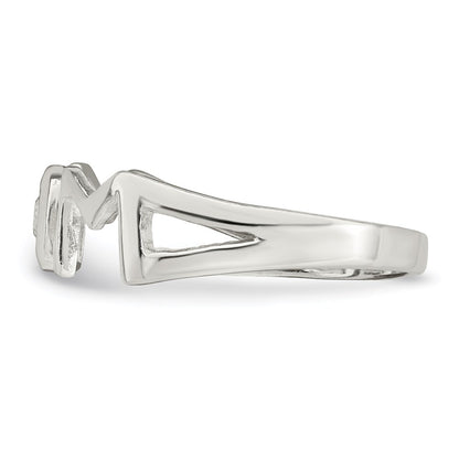 Sterling Silver & Cz Polished Mom Ring