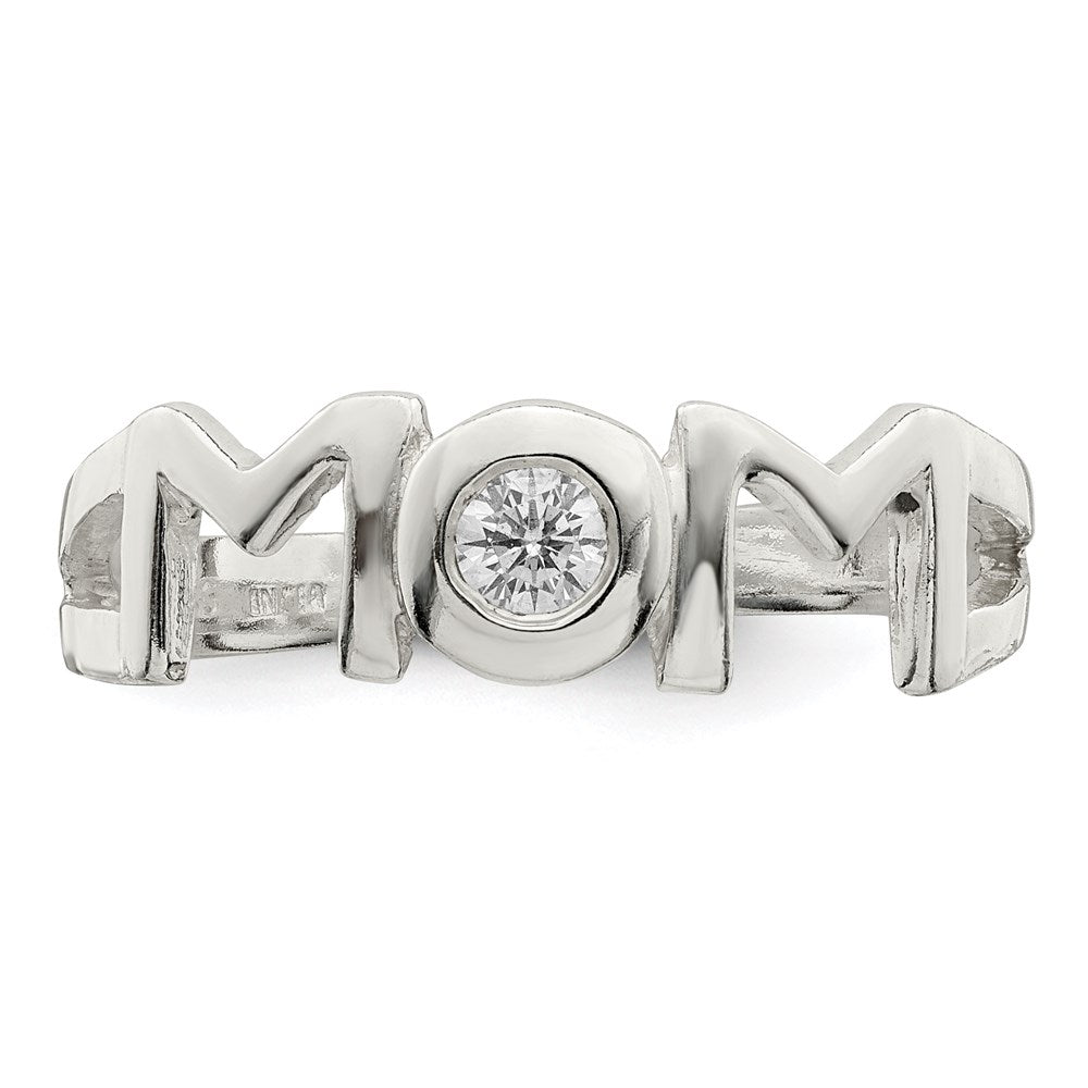 Sterling Silver & Cz Polished Mom Ring