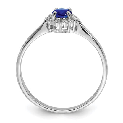 Sterling Silver Rhodium Plated Sapphire & Diamond Ring