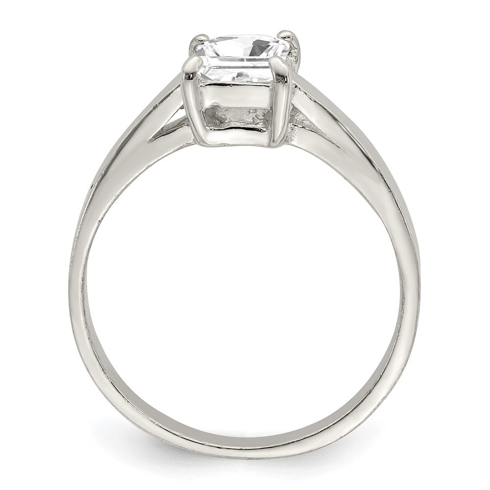 Sterling Silver Solitaire Emerald Cz Ring