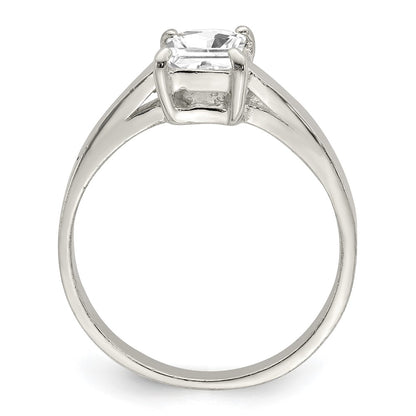 Sterling Silver Solitaire Emerald Cz Ring