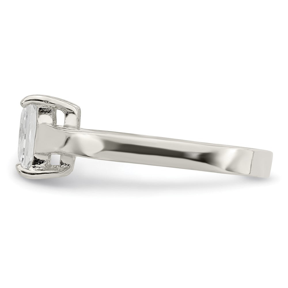 Sterling Silver Solitaire Emerald Cz Ring