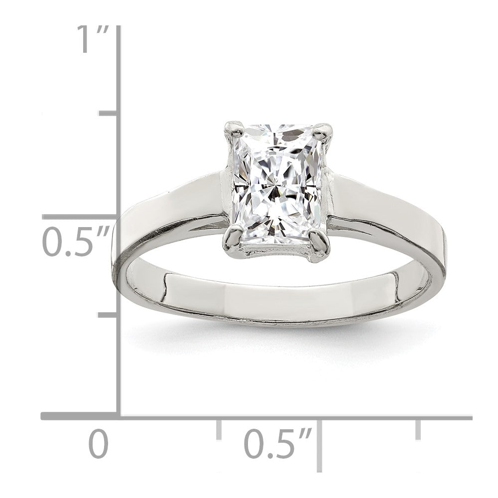 Sterling Silver Solitaire Emerald Cz Ring