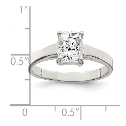 Sterling Silver Solitaire Emerald Cz Ring