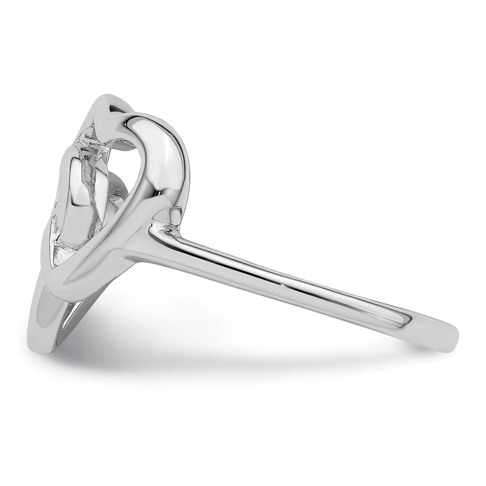 Sterling Silver Rhodium Plated Diamond Accent Intertwined Heart Ring
