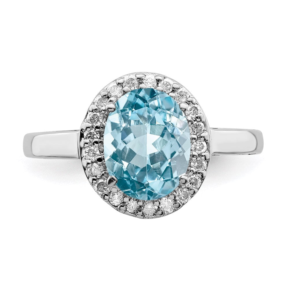 Sterling Silver Rhodium Sky Blue Topaz & Diamond Ring (Size 7 Only)