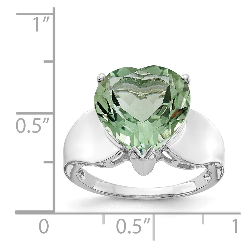 Sterling Silver Rhodium Green Quartz Gemstone Birthstone Ring Fine Jewelry Gift for Her
