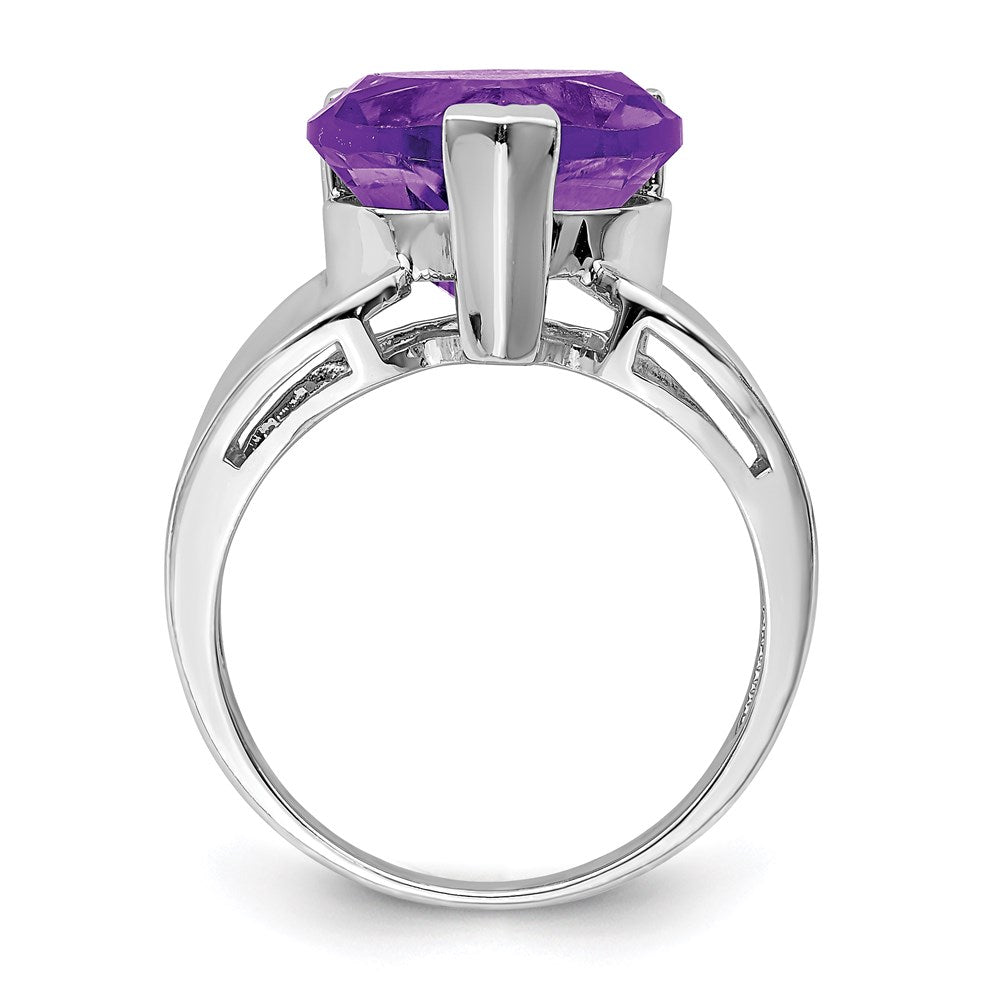 Sterling Silver 14K White Gold Plated Amethyst Gemstone Birthstone Ring Fine Jewelry Gift for Her