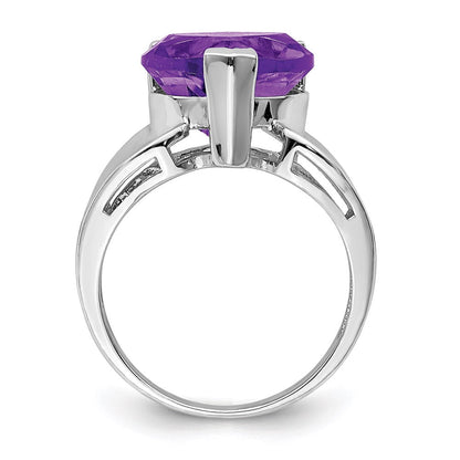 Sterling Silver 14K White Gold Plated Amethyst Gemstone Birthstone Ring Fine Jewelry Gift for Her