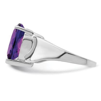 Sterling Silver 14K White Gold Plated Amethyst Gemstone Birthstone Ring Fine Jewelry Gift for Her