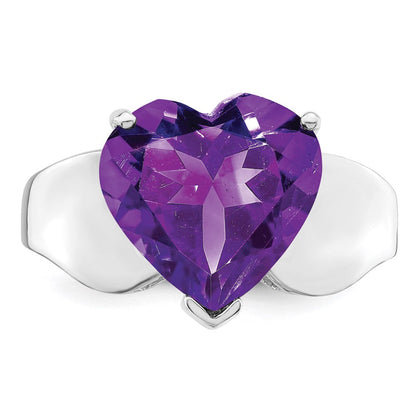 Sterling Silver 14K White Gold Plated Amethyst Gemstone Birthstone Ring Fine Jewelry Gift for Her