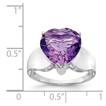 Sterling Silver 14K White Gold Plated Amethyst Gemstone Birthstone Ring Fine Jewelry Gift for Her