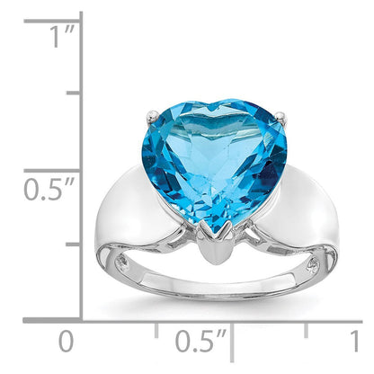 Sterling Silver Rhodium Blue Topaz Gemstone Birthstone Ring Fine Jewelry Gift for Her
