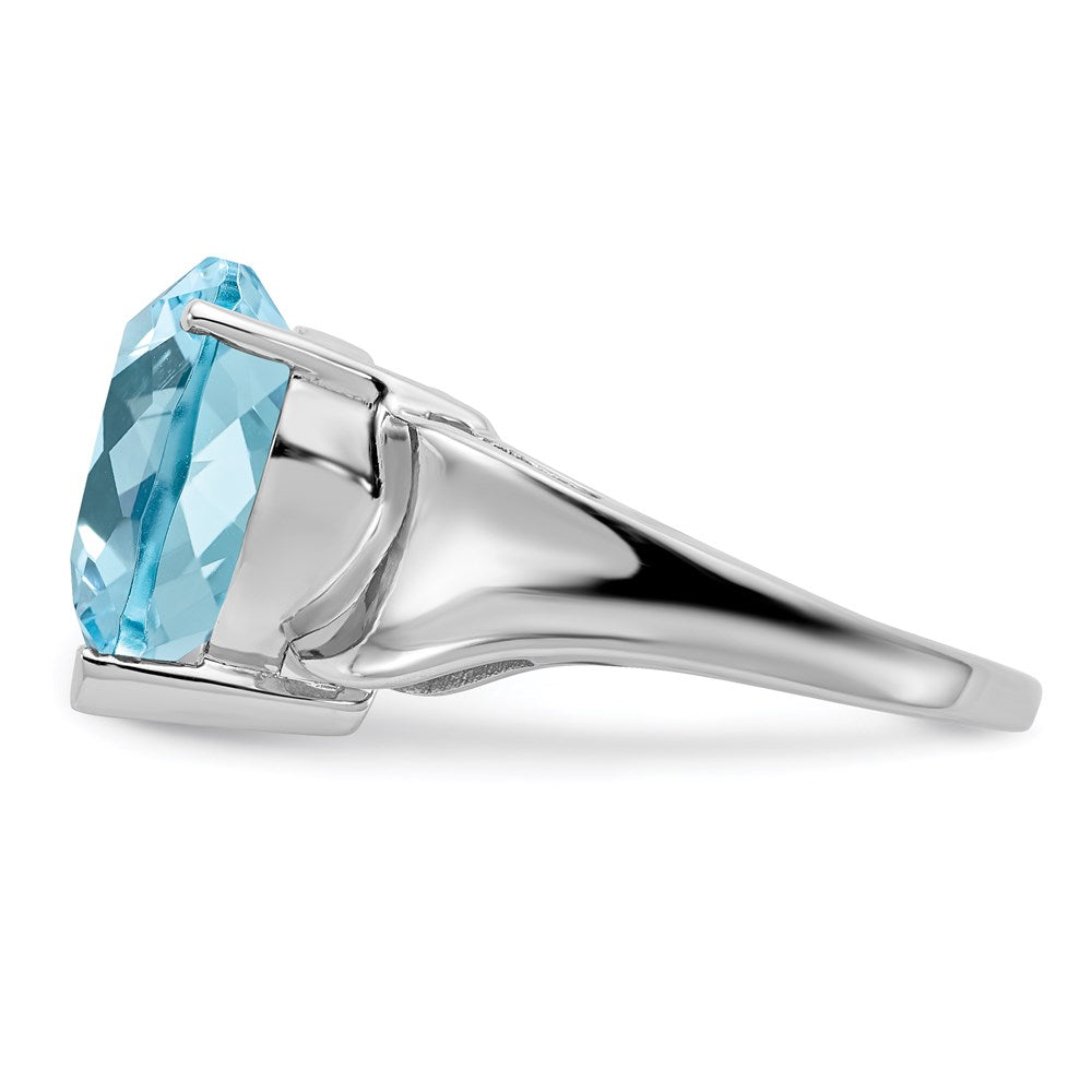 Sterling Silver Rhodium Sky Blue Topaz Gemstone Birthstone Ring Fine Jewelry Gift for Her