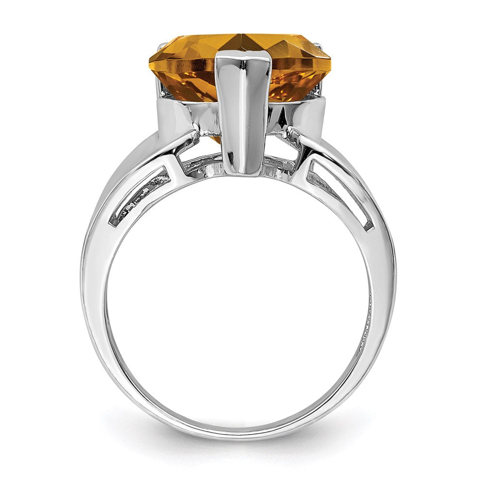 Sterling Silver Rhodium Whiskey Quartz Gemstone Birthstone Ring Fine Jewelry Gift for Her