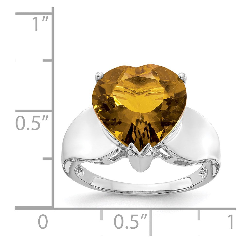 Sterling Silver Rhodium Whiskey Quartz Gemstone Birthstone Ring Fine Jewelry Gift for Her