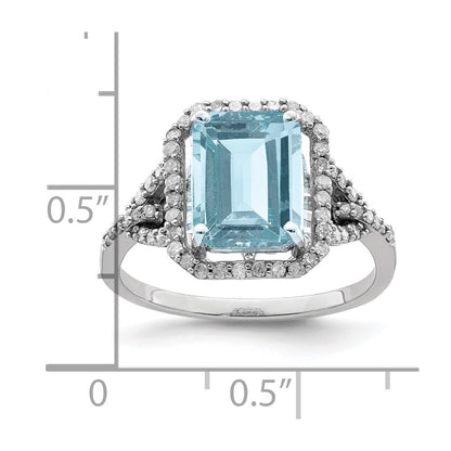 Sterling Silver Rhodium Diamond & Sky Blue Topaz Ring (Size 9 Only)