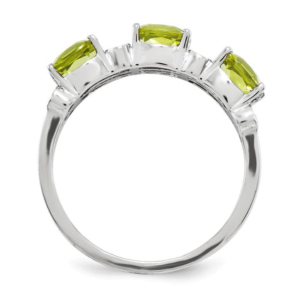 Sterling Silver Rhodium Plated Diamond & Lemon Quartz Ring