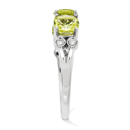 Sterling Silver Rhodium Plated Diamond & Lemon Quartz Ring