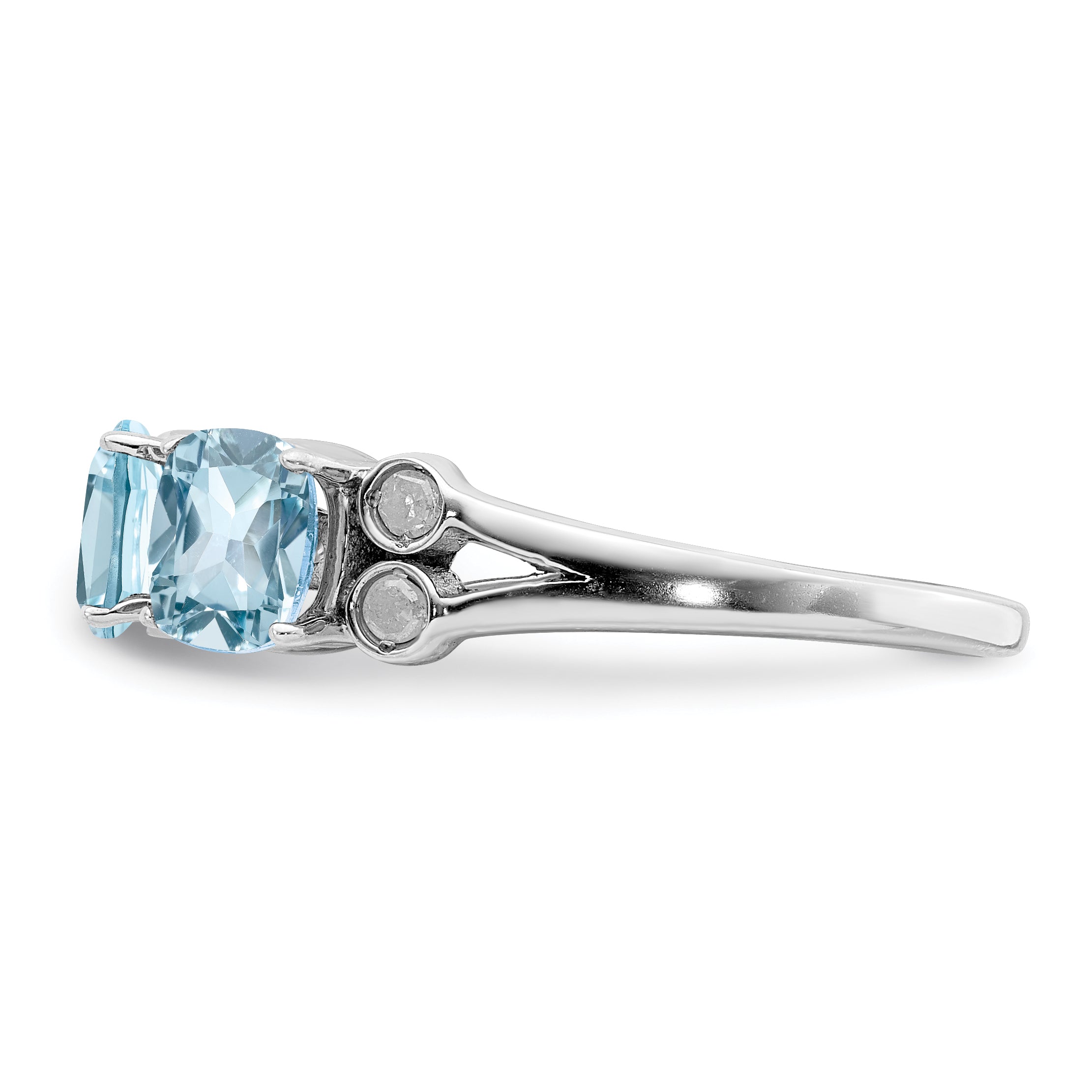 Sterling Silver Rhodium Diamond & Sky Blue Topaz Ring (Size 7 Only)