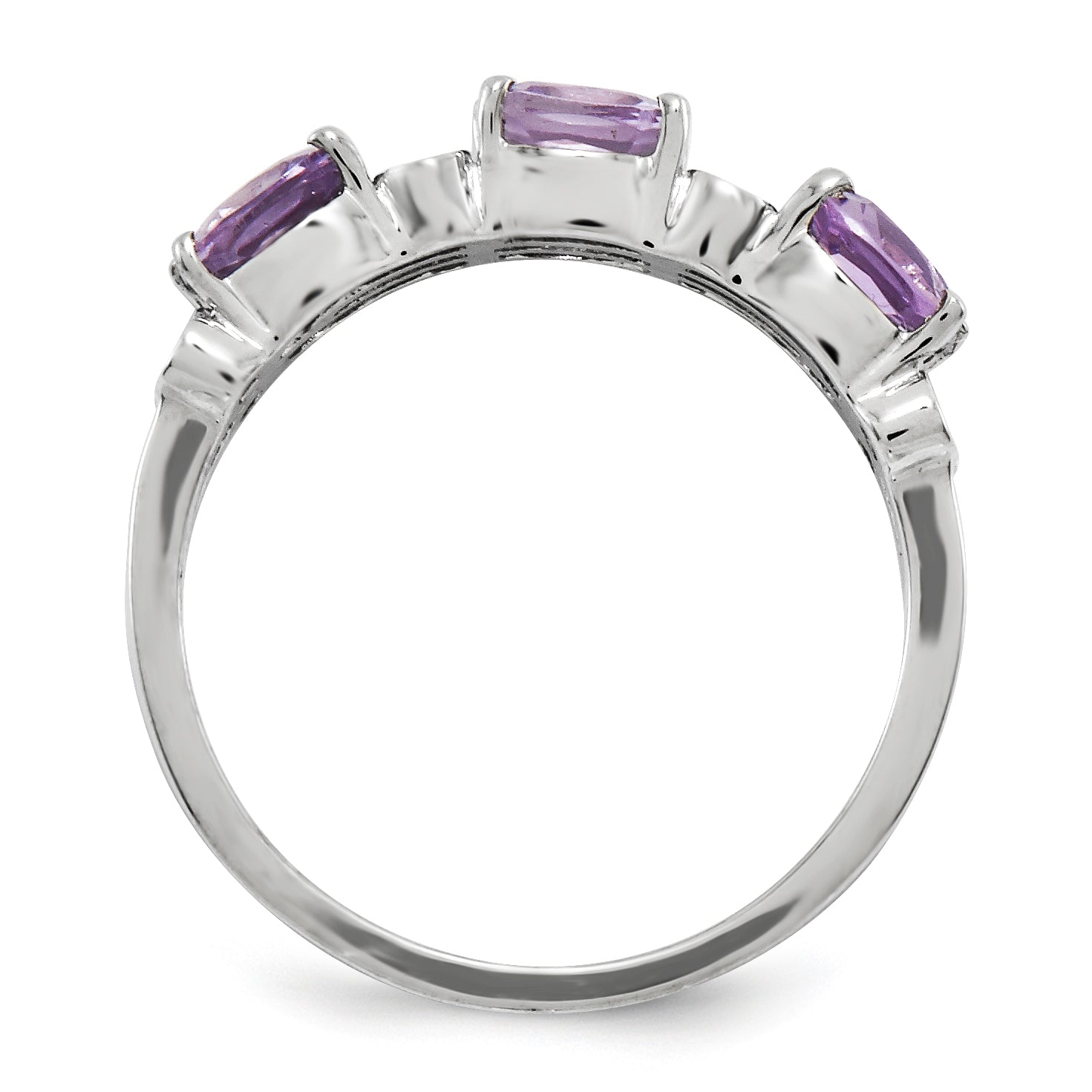 Sterling Silver Rhodium Plated Diamond & Pink Quartz Ring (Size 6 Only)