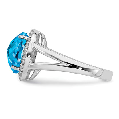 Sterling Silver Rhodium Blue & White Topaz Ring (Size 7 Only)